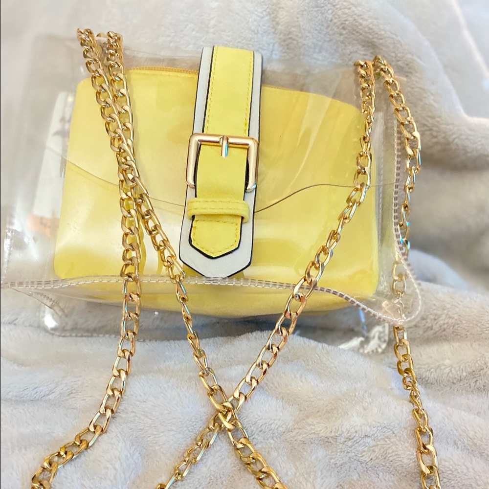 NWT Jen & Co - Bag In A Bag Yellow Trendy Crossbody Purse.